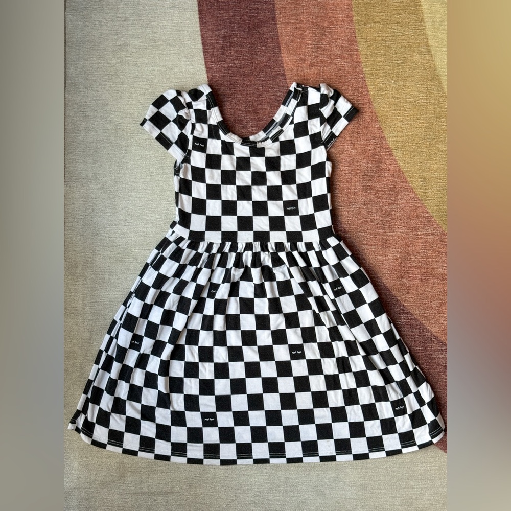 Little Sleepies Black and White Checked Skater Dress size 4T
